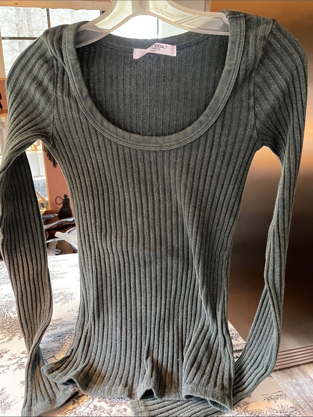 Deep Forrest green thermal long sleeve tee.size small